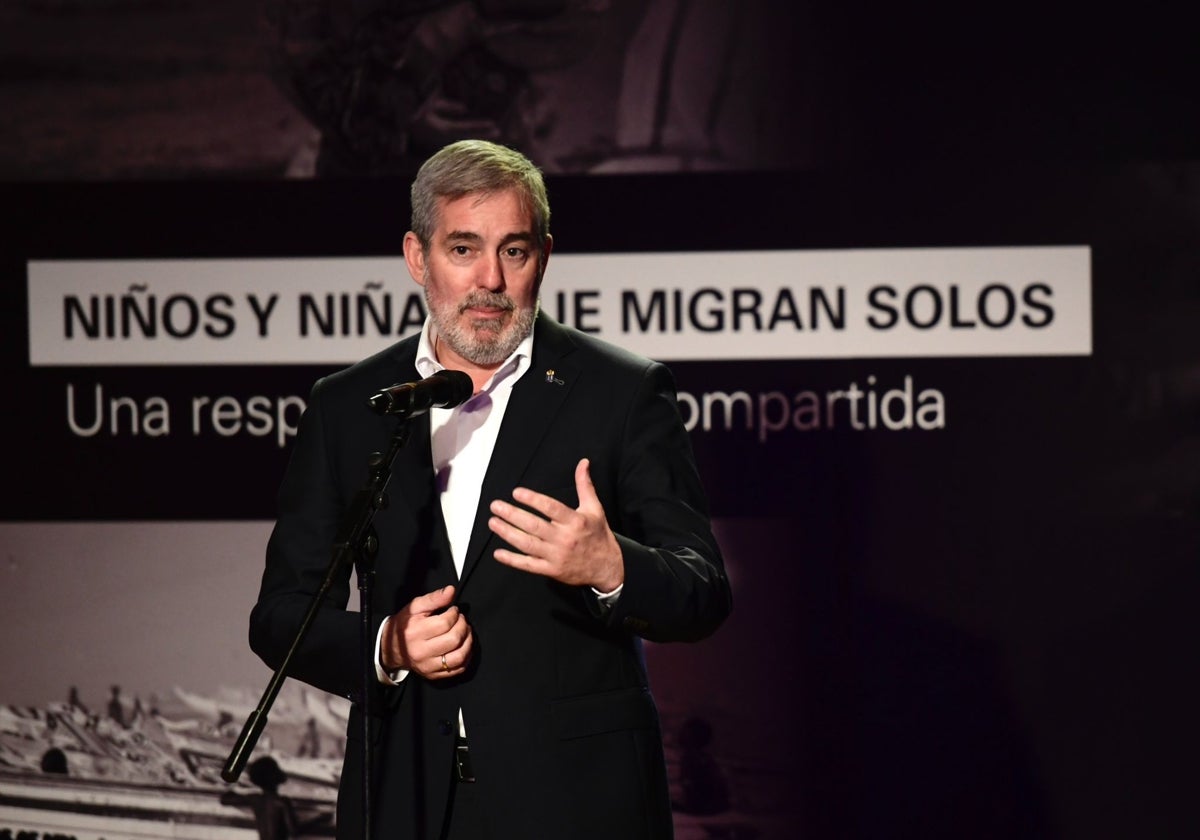 El presidente del Gobierno canario, Fernando Clavijo, en el acto celebrado hoy en Madrid